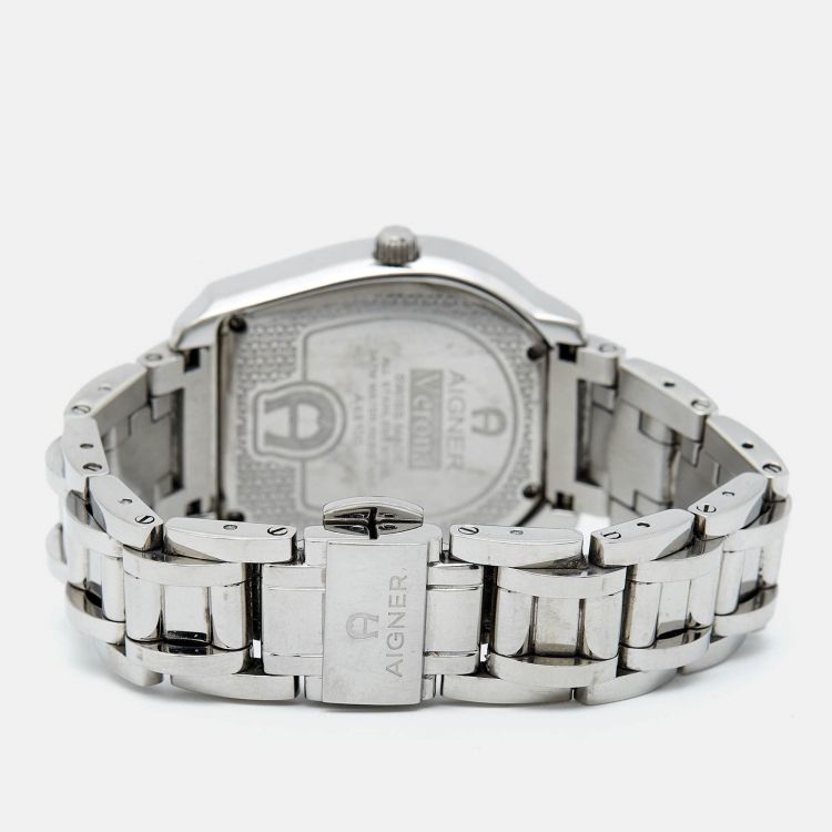 Pre Owned Aigner Mother of Pearl Stainless Steel Verona A48100 Women's Wristwatch 33 mm