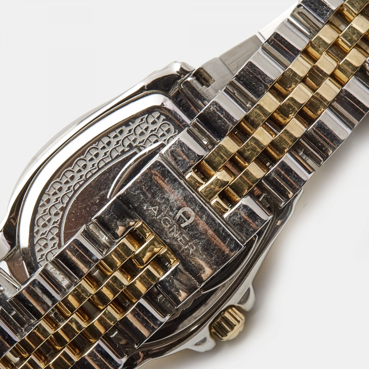 Pre Owned Aigner Mother of Pearl Two Tone Stainless Steel Verona 48100 Women's Wristwatch 26 mm
