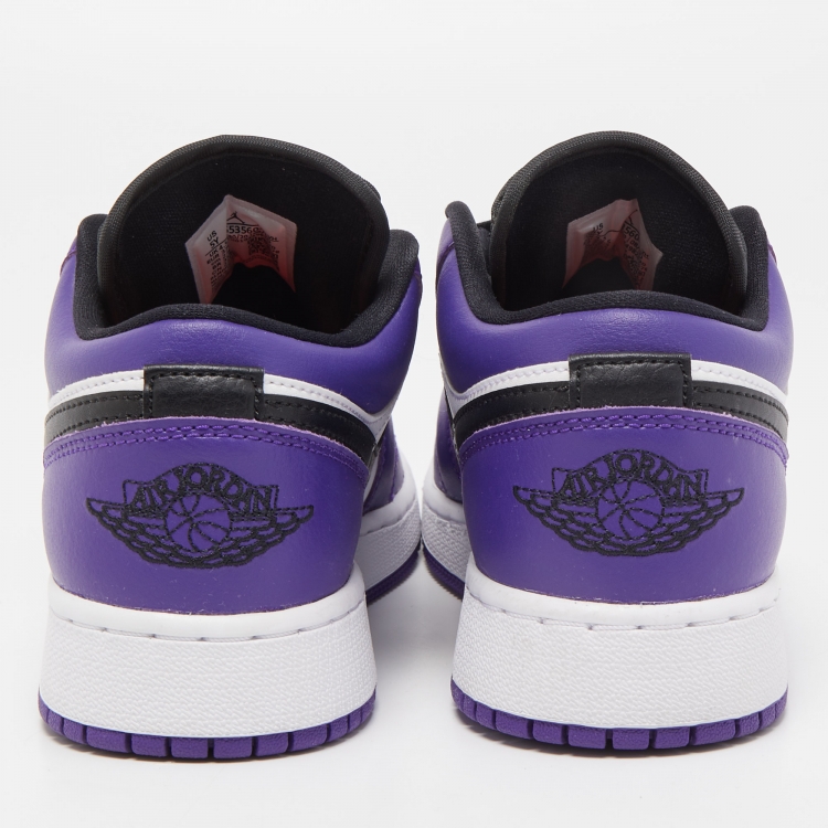 Pre Owned Air Jordans Tricolor Leather Air Jordan 1 Court Purple Sneakers Size 37.5