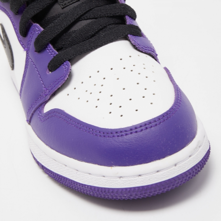 Pre Owned Air Jordans Tricolor Leather Air Jordan 1 Court Purple Sneakers Size 37.5