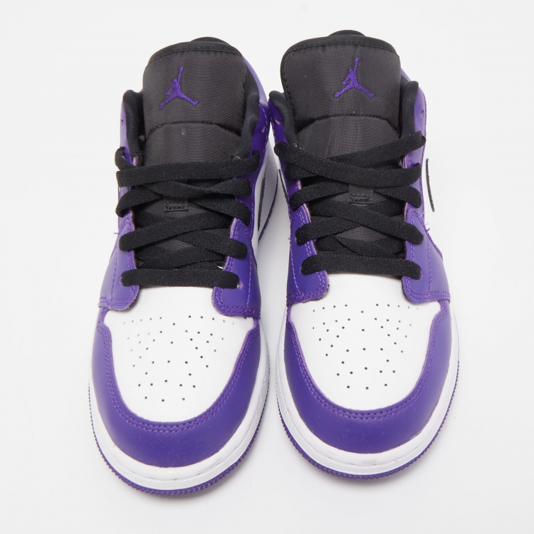 Pre Owned Air Jordans Tricolor Leather Air Jordan 1 Court Purple Sneakers Size 37.5
