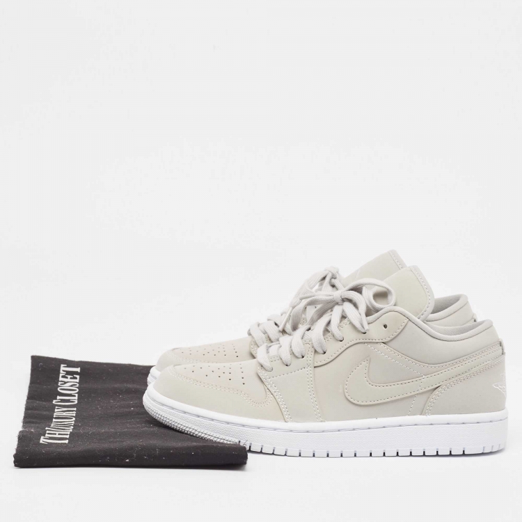 Pre Owned Air Jordans Grey Nubuck  Air Jordan 1 Grey Fog Sneakers Size 37.5