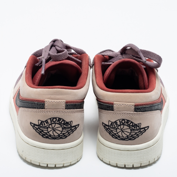 Pre Owned Air Jordan 1 Tricolor Leather and Suede Canyon Rust Sneakers Size 38