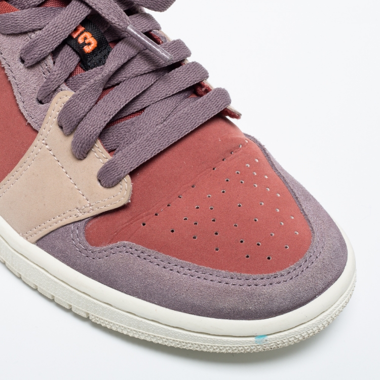 Pre Owned Air Jordan 1 Tricolor Leather and Suede Canyon Rust Sneakers Size 38