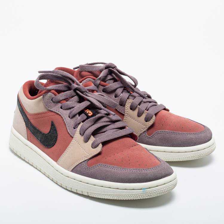 Pre Owned Air Jordan 1 Tricolor Leather and Suede Canyon Rust Sneakers Size 38