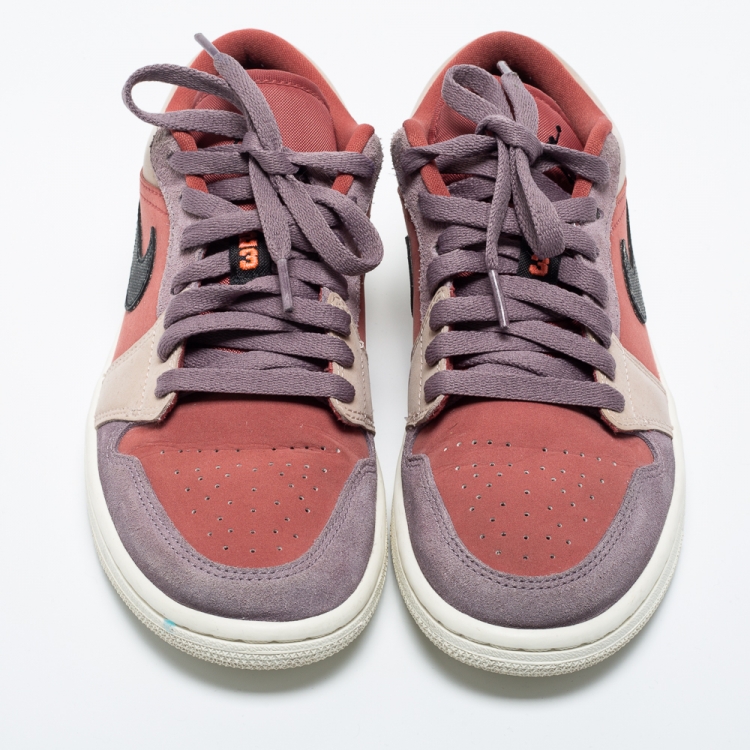Pre Owned Air Jordan 1 Tricolor Leather and Suede Canyon Rust Sneakers Size 38