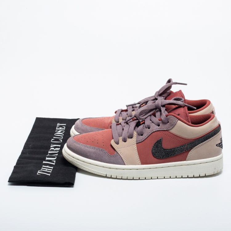 Pre Owned Air Jordan 1 Tricolor Leather and Suede Canyon Rust Sneakers Size 38