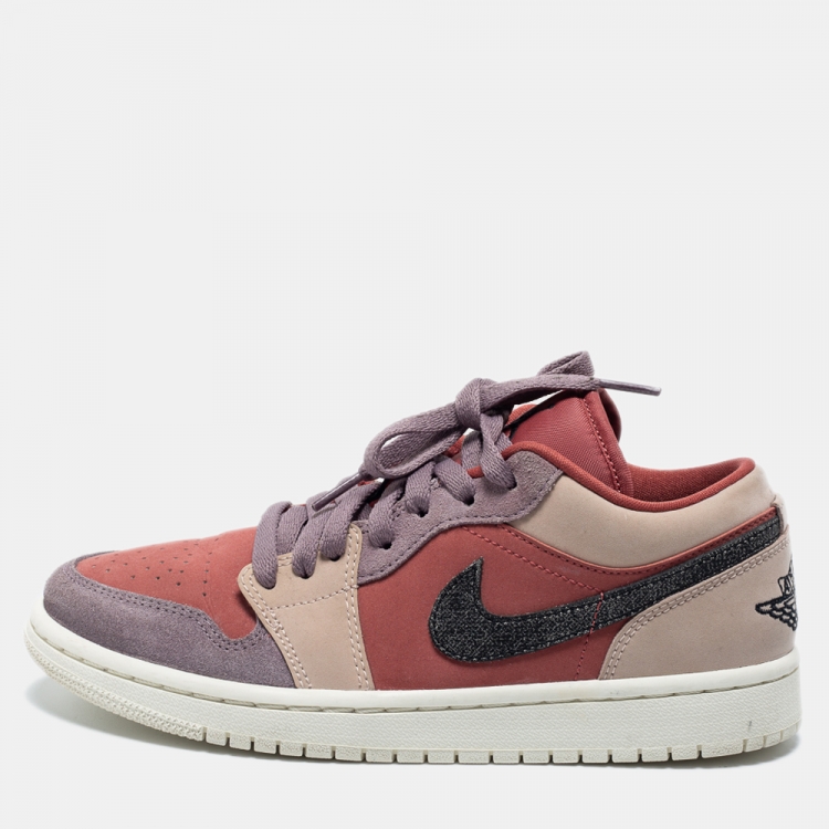 Pre Owned Air Jordan 1 Tricolor Leather and Suede Canyon Rust Sneakers Size 38