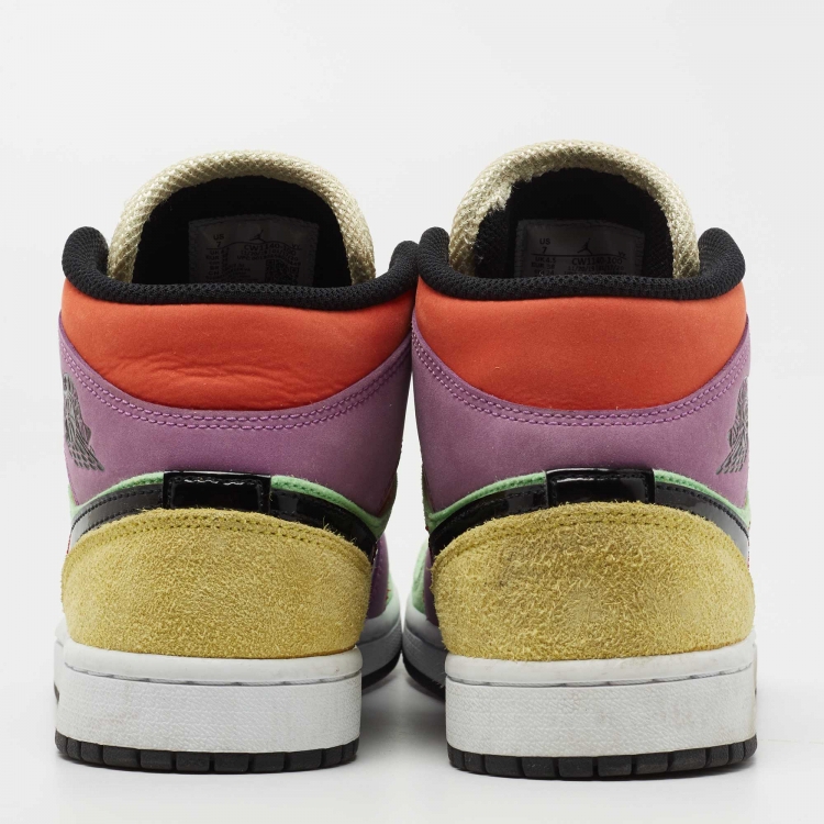 Pre Owned Air Jordan 1 Multicolor Leather Mid SE Light Club Sneakers Size 38