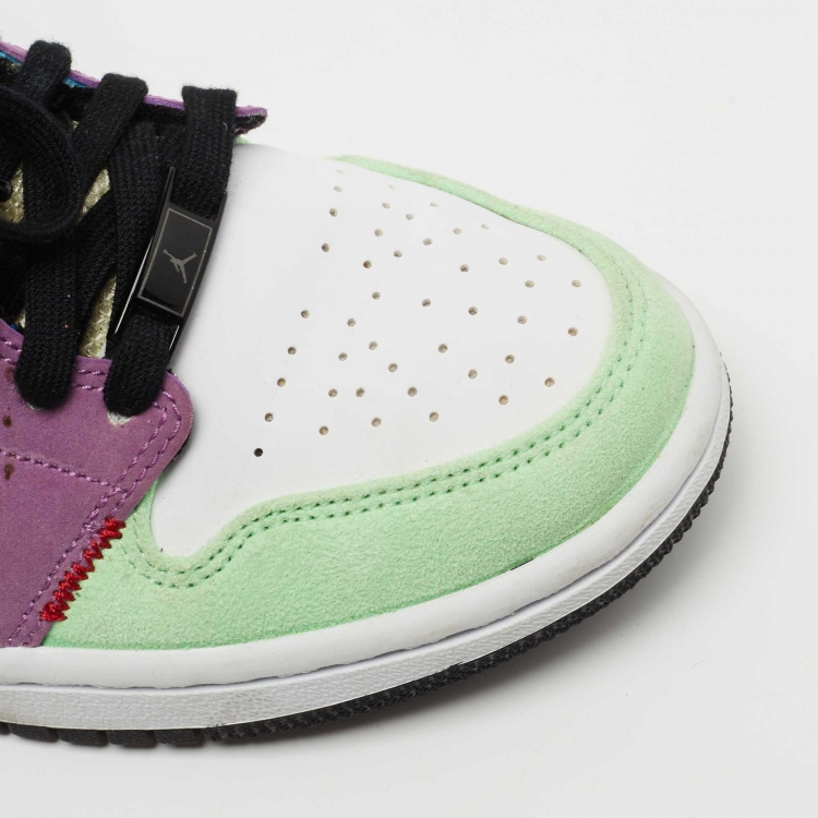 Pre Owned Air Jordan 1 Multicolor Leather Mid SE Light Club Sneakers Size 38