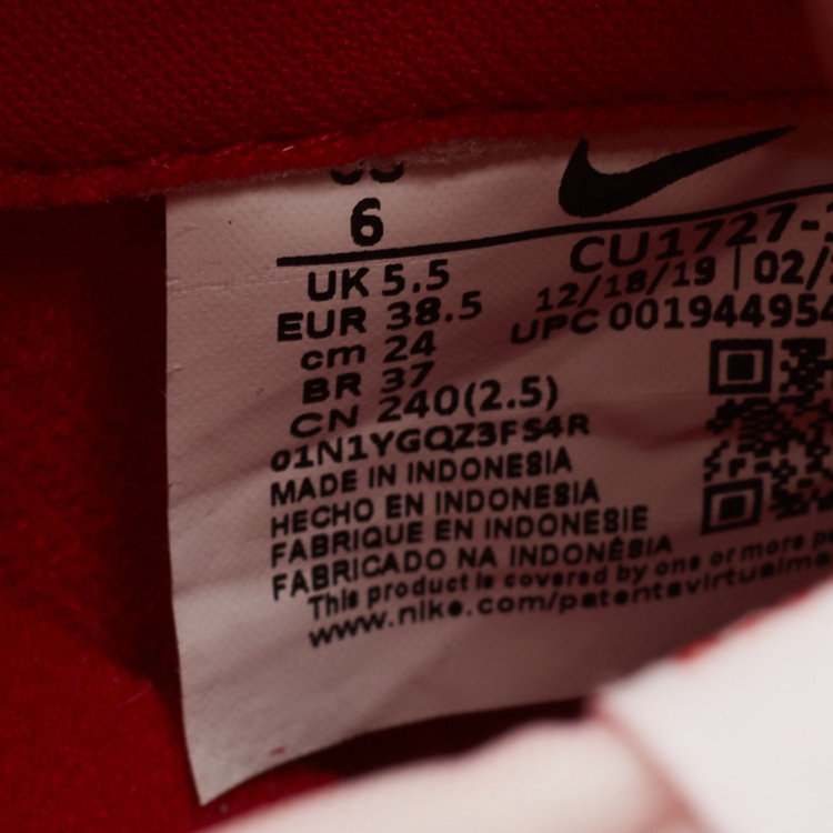 Pre Owned Nike Dunk Red/White Leather Low University Sneakers Size 38.5