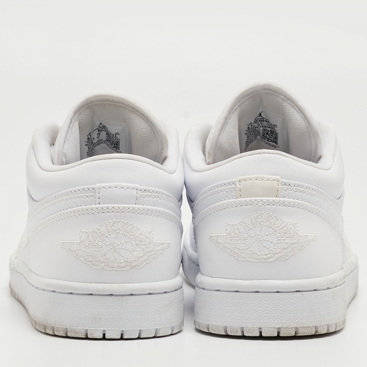 Pre Owned Air Jordans White Leather Jordan 1 Low Sneakers Size 40