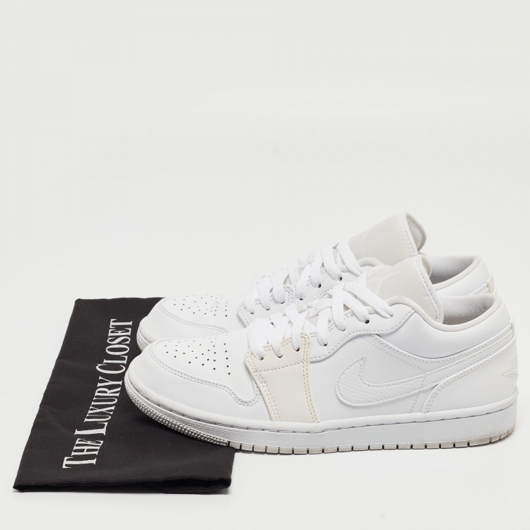 Pre Owned Air Jordans White Leather Jordan 1 Low Sneakers Size 40