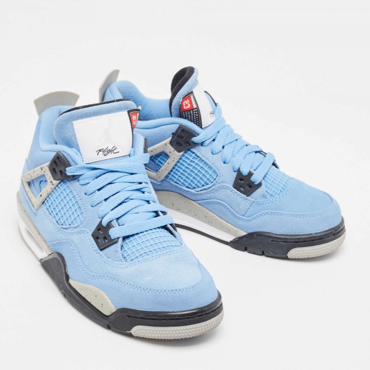 Pre Owned Air Jordans Blue Suede Jordan 4 University Blue Sneakers Size 37.5