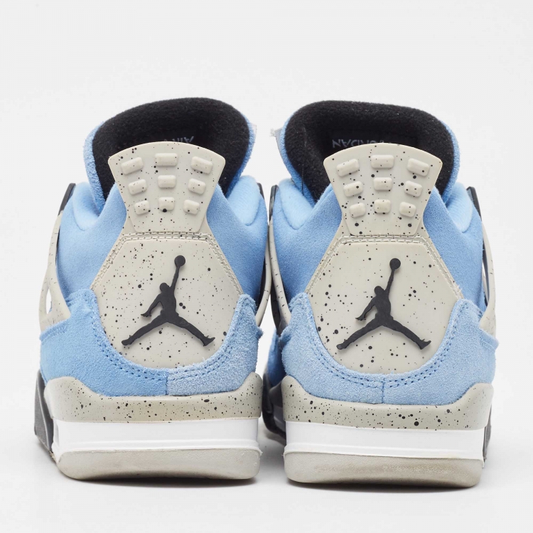 Pre Owned Air Jordans Blue Suede Jordan 4 University Blue Sneakers Size 37.5