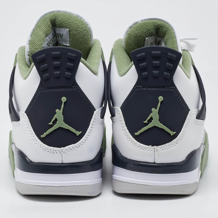 Pre Owned Air Jordans Tricolor Leather Jordan 4 Retro Seafoam Sneakers Size 38
