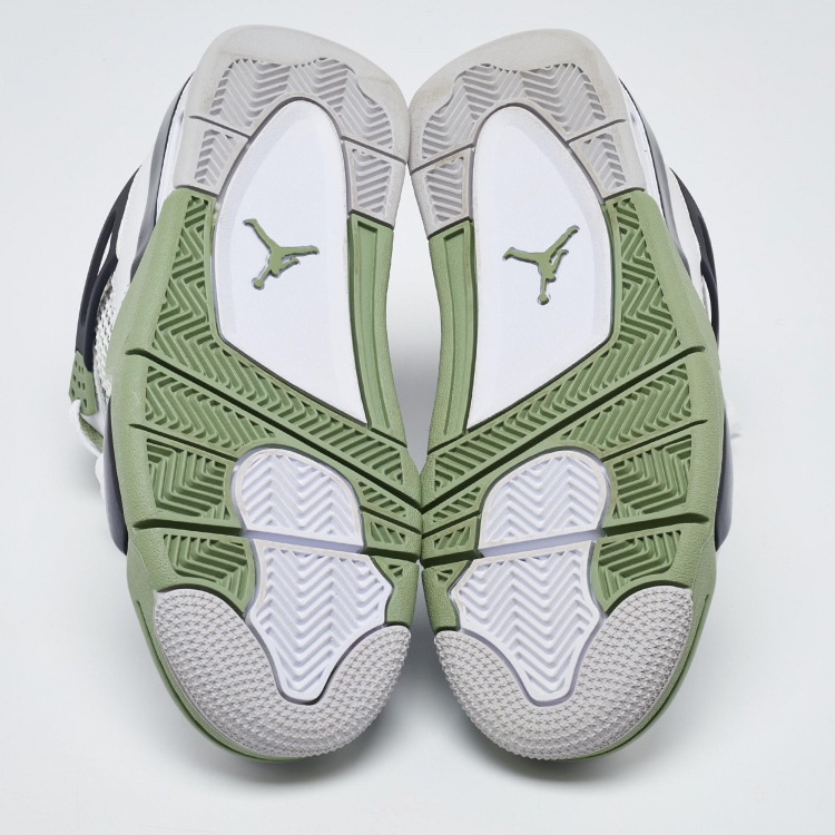 Pre Owned Air Jordans Tricolor Leather Jordan 4 Retro Seafoam Sneakers Size 38