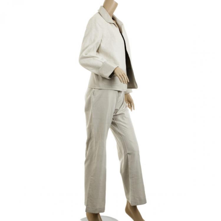 Pre Owned Akris Beige Linen Suit