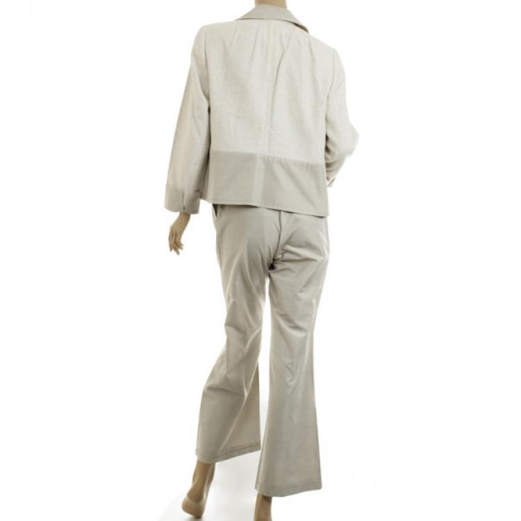Pre Owned Akris Beige Linen Suit