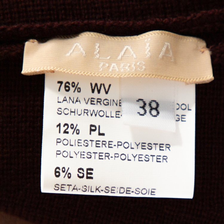 مملوكة مسبقًا Alaia Burgundy Wool Blend Knit Sleeveless Fit & Flare Dress M