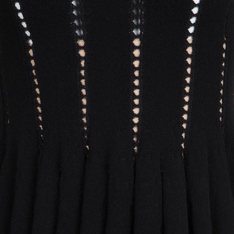 Pre Owned Alaia Black Cutout Detail Knit Sleeveless Fit and Flare Dress S