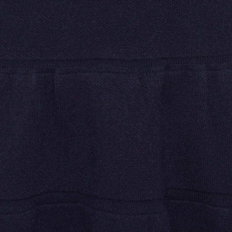 Pre Owned Alaia Navy Blue Wool Blend Cropped Cardigan and Flared Dress Set M