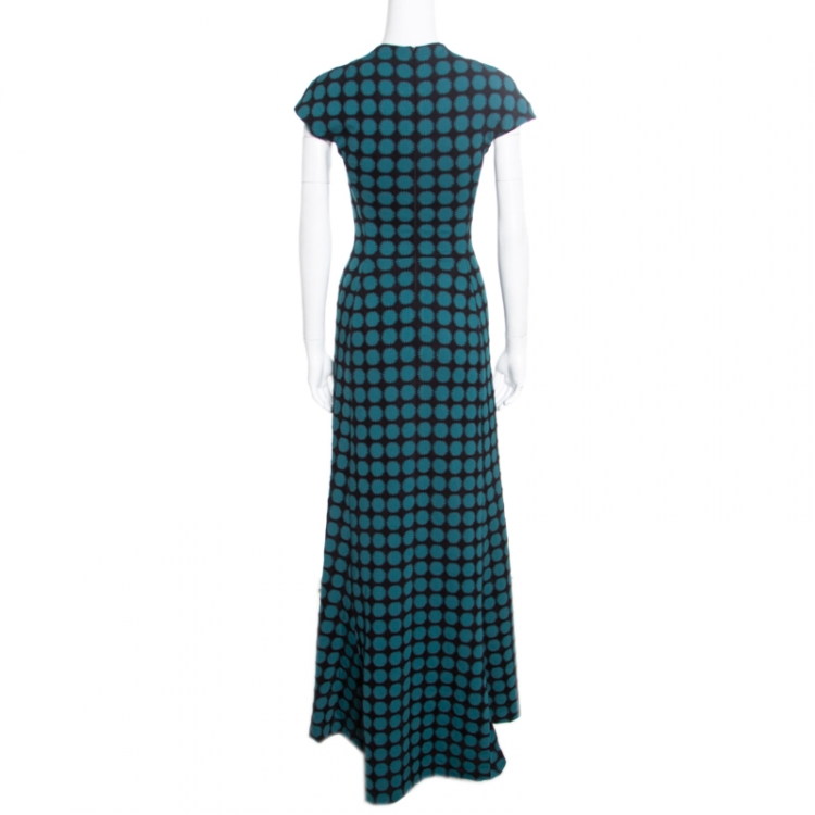 Pre Owned Alaia Black and Green Jacquard Knit Maxi Dress M