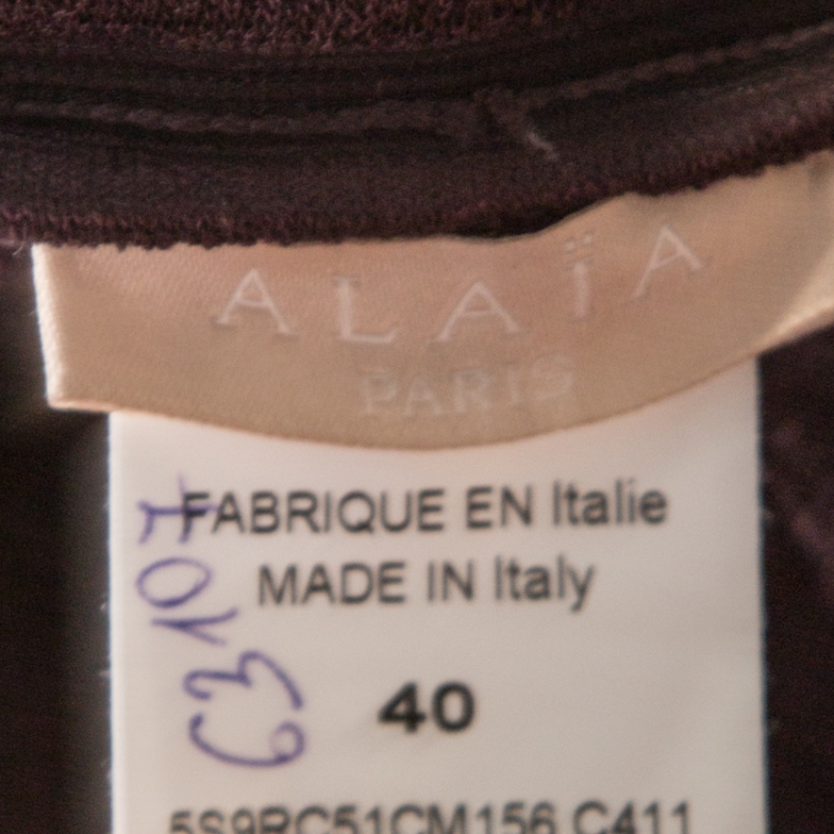 Pre Owned Alaia Brown Stretch Knit Paneled Fit and Flare Dress M