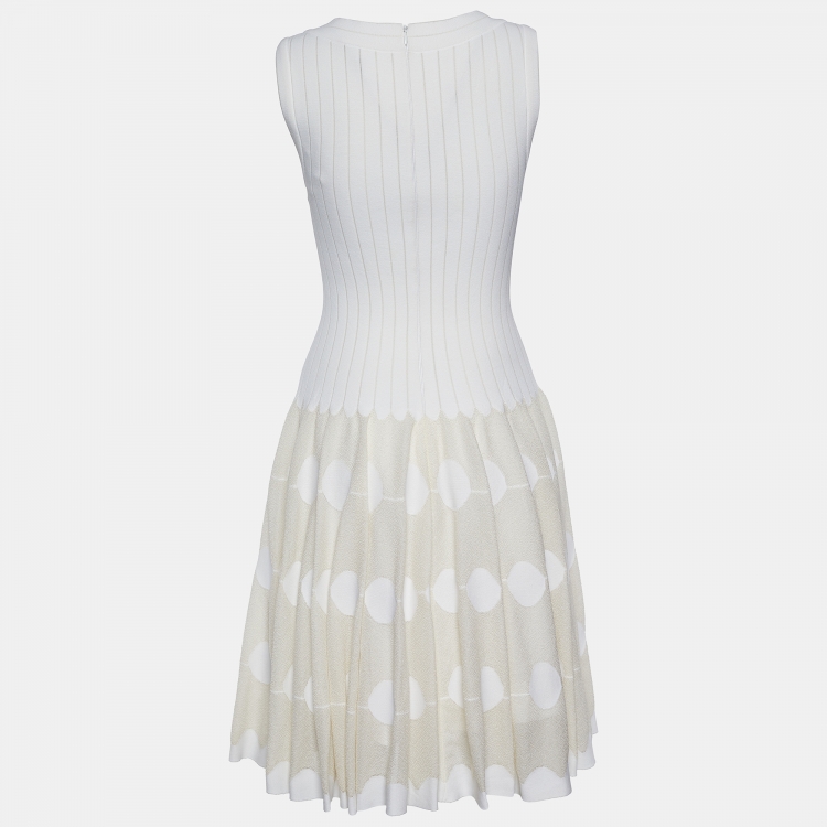 Pre Owned Alaïa Ivory Knit Sleeveless Flared Dress M