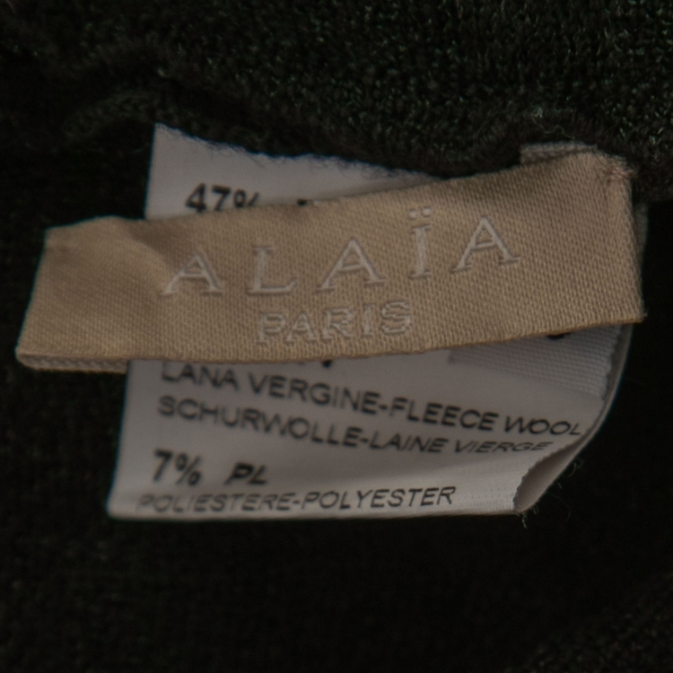 Pre Owned Alaia Black Stripe Knit Flared Skater Dress M