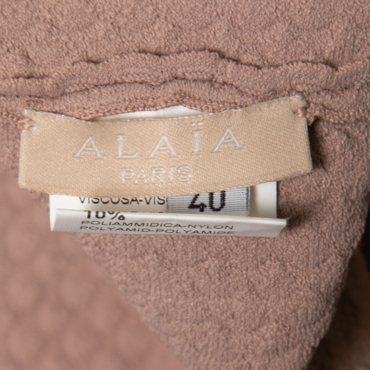 مملوكة مسبقًا Alaia Nude Pink Jacquard Stretch Knit Skater Dress M