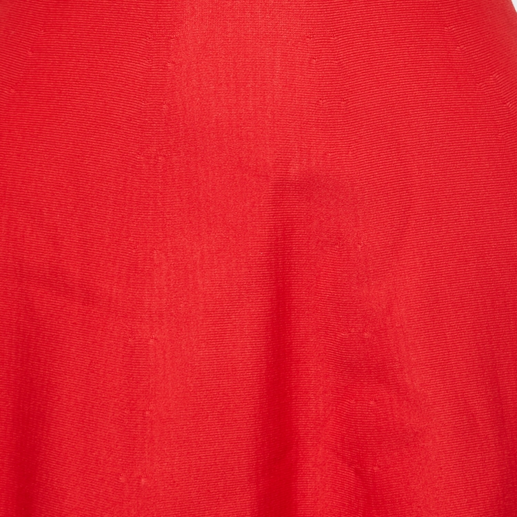 مملوكة مسبقًا Alaia Red Stretch Knit Flared Midi Dress M