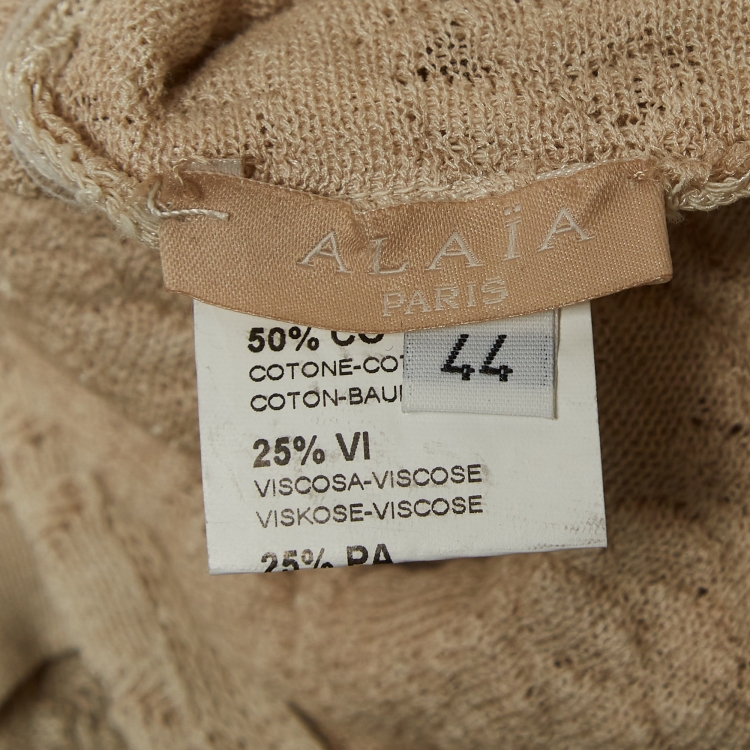 Pre Owned Alaia Beige Tweed Cropped Cardigan and Flared Mini Dress Set L