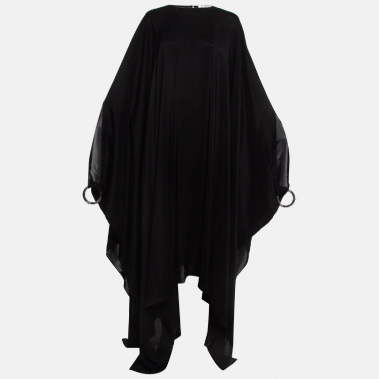 Pre Owned Alaia Black Silk Metal Bangle Detailed Kaftan Dress M