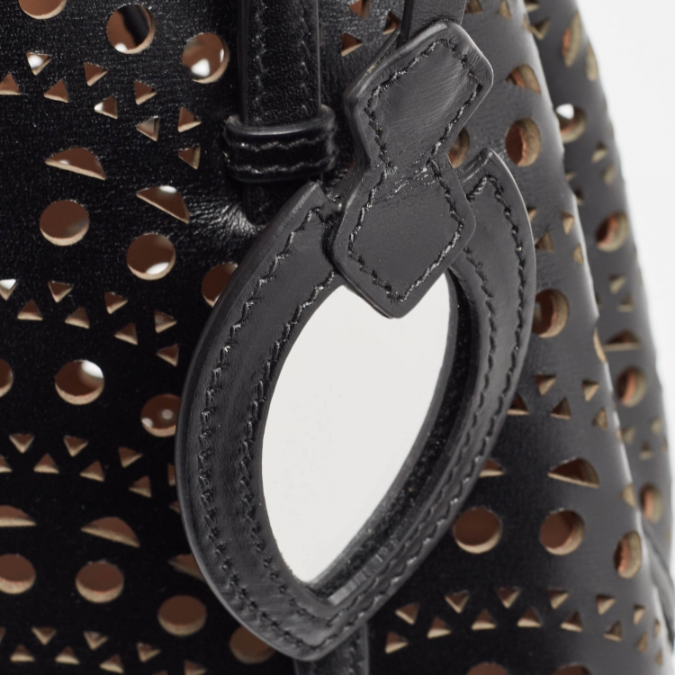 Pre Owned Alaia Black Lasercut Leather Mini Mina Tote