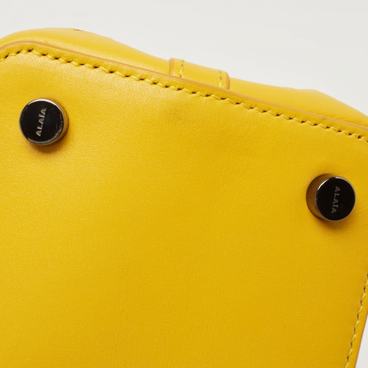 Pre Owned Alaia Yellow Laser Cut Leather Le Mina 20 Tote