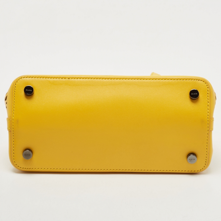 Pre Owned Alaia Yellow Laser Cut Leather Le Mina 20 Tote
