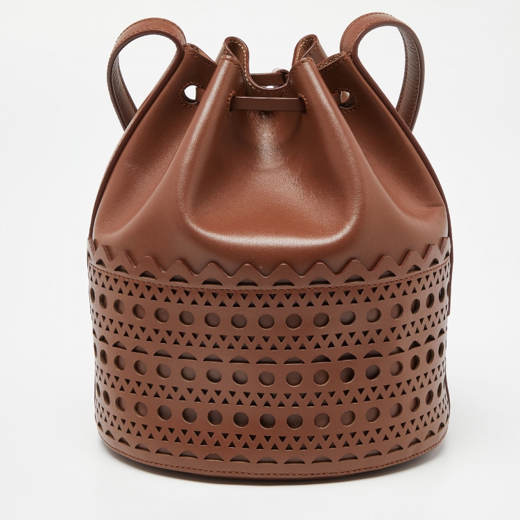Pre Owned Alaia Brown Leather Drawstring Bucket Bag