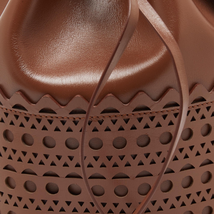 Pre Owned Alaia Brown Leather Drawstring Bucket Bag