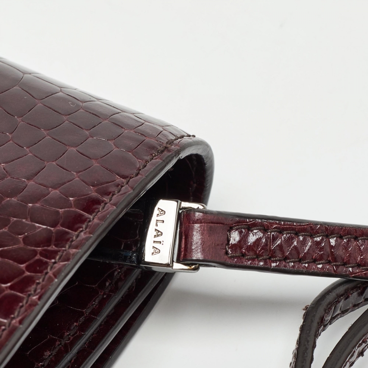 Pre Owned Alaia Burgundy Embossed Leather Crossbody Bag