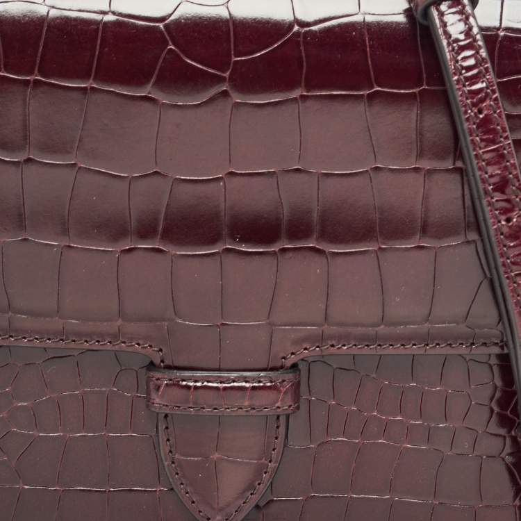 Pre Owned Alaia Burgundy Embossed Leather Crossbody Bag