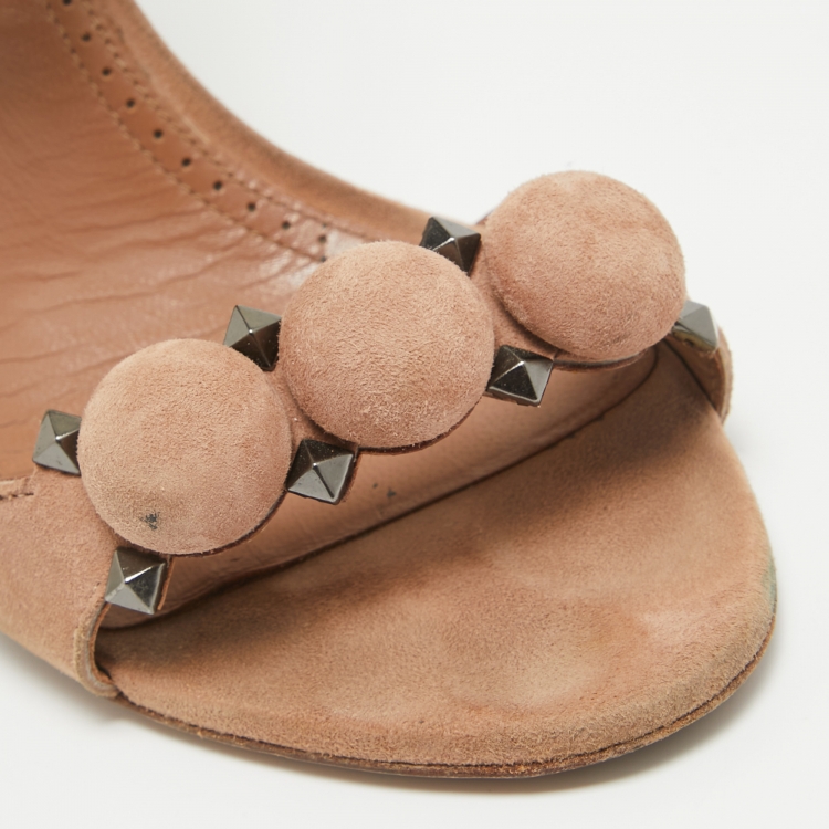 Pre Owned Alaia Beige Suede La Bombe Ankle Strap Sandals Size 39