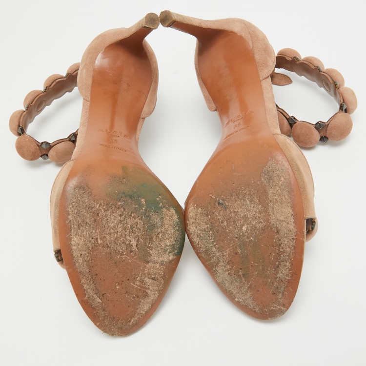 Pre Owned Alaia Beige Suede La Bombe Ankle Strap Sandals Size 39