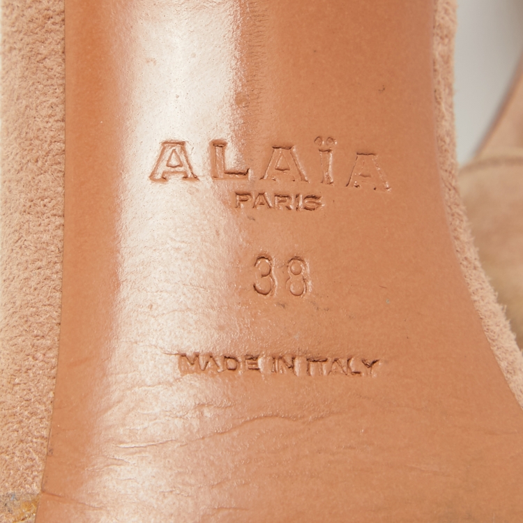 Pre Owned Alaia Beige Suede La Bombe Ankle Strap Sandals Size 39