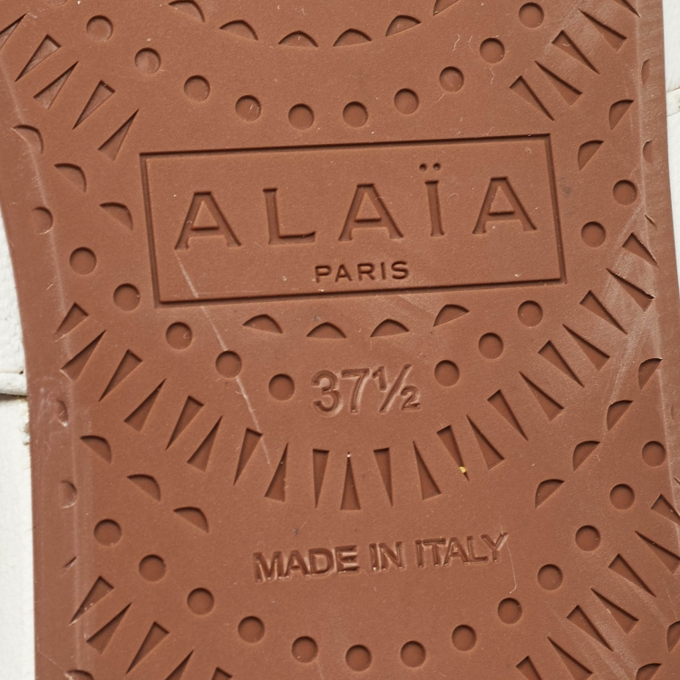 Pre Owned Alaia White Leather Marry jane Ballet Flats Size 37.5