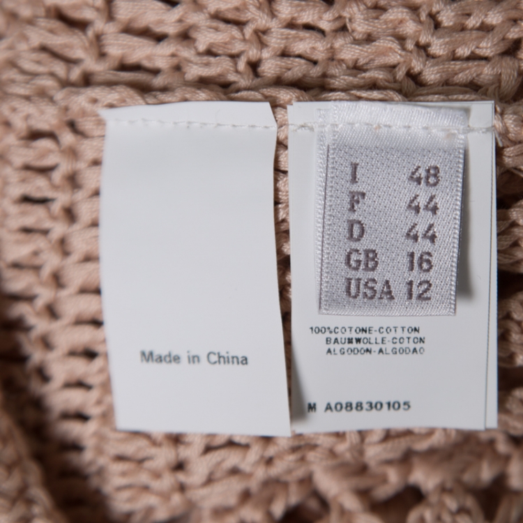 Pre Owned Alberta Ferretti Beige Cotton Open Weave Crochet Sleeveless Flared Top L