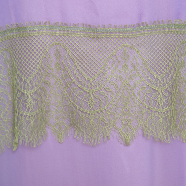 Pre Owned Alberta Ferretti Purple and Green Silk Lace Panel Insert Asymmetric Dress L