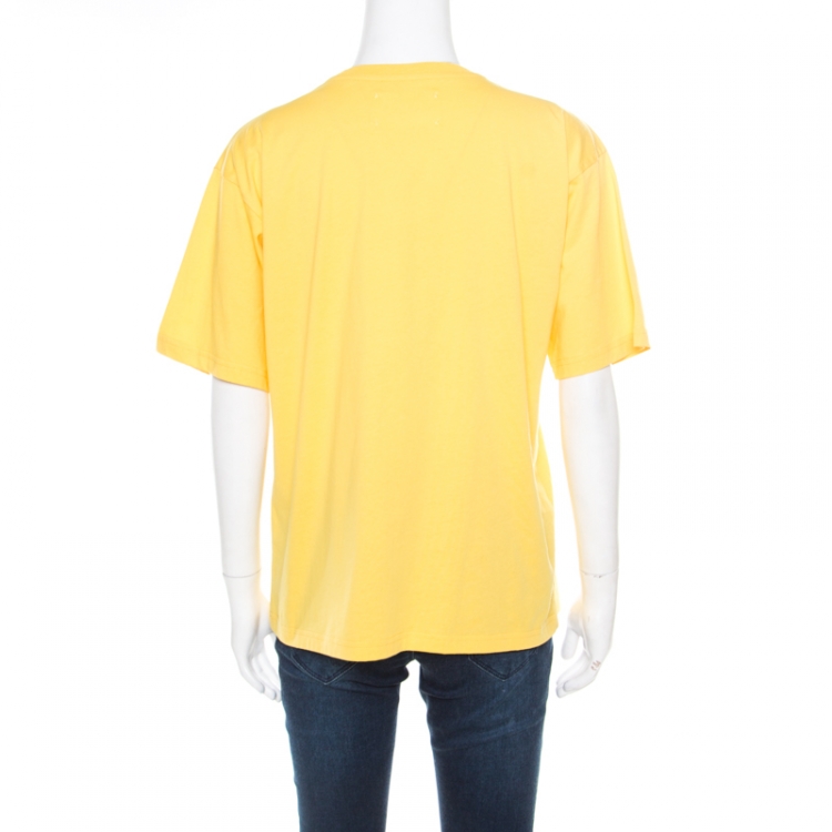 Pre Owned Alberta Ferretti Yellow Cotton Thursday Embroidered T-Shirt M