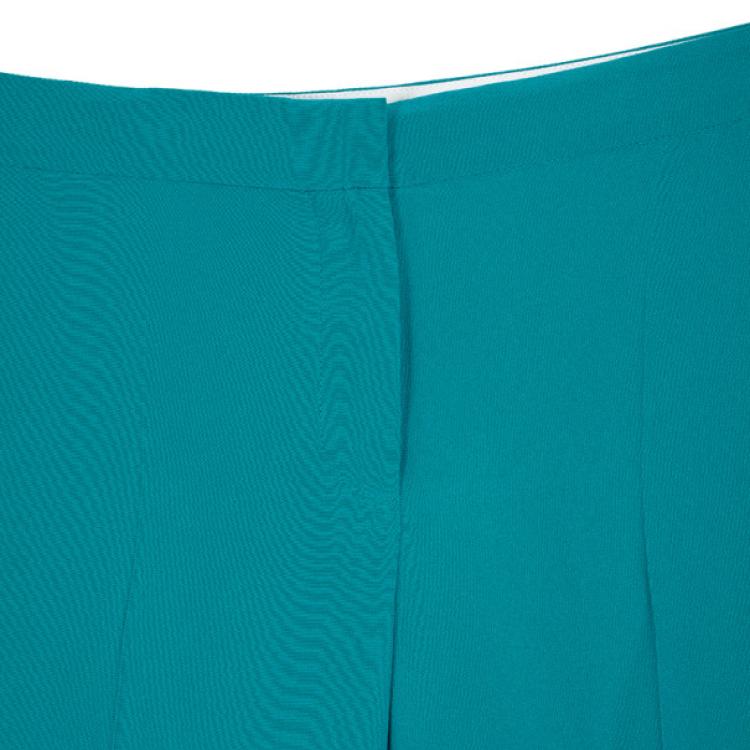 Pre Owned Alberta Ferretti Turquoise SS 2013 Satin Wide Leg Pants M