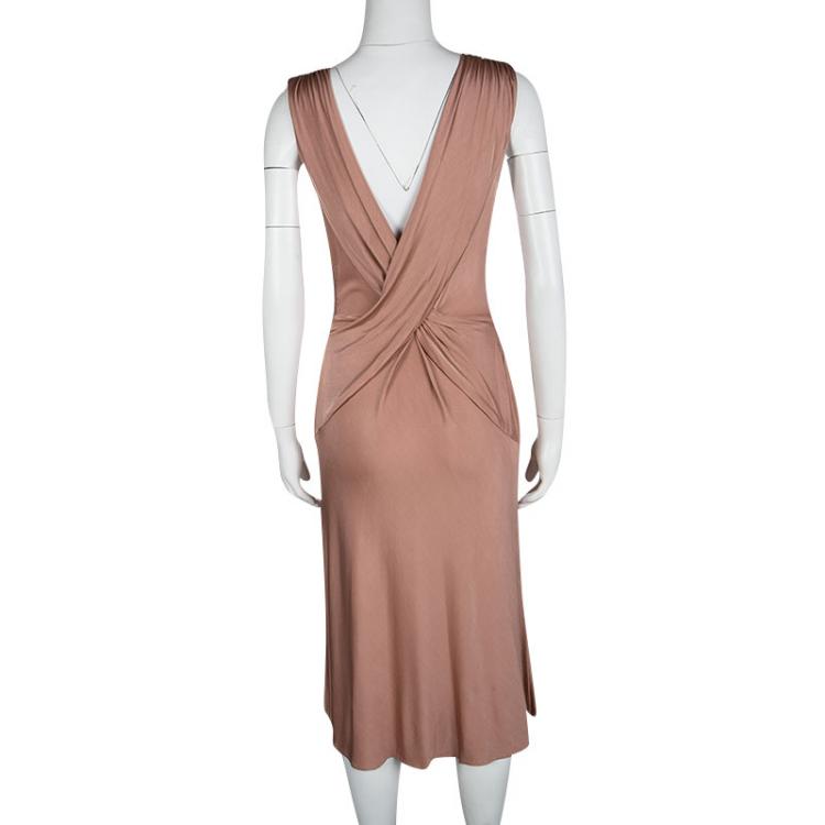 Pre Owned Alberta Ferretti Blush Pink Twist Front Detail Sleeveless Dress S